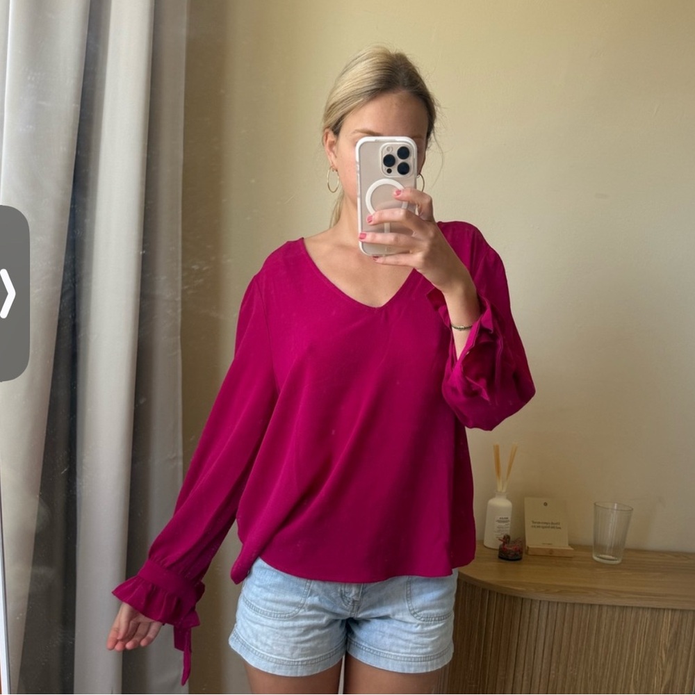 Cece Large Dark Pink Long Sleeve Top